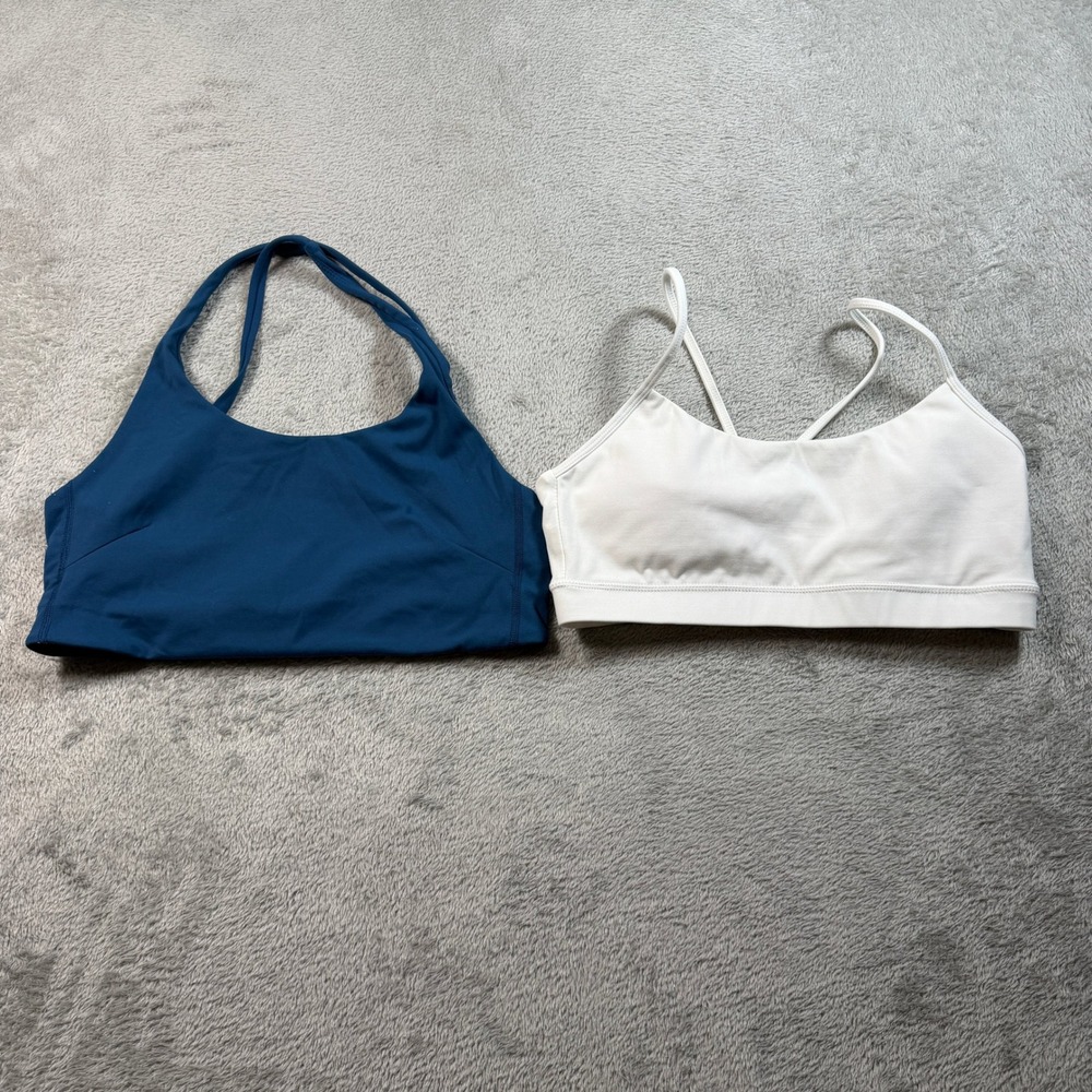 Paragon Sports Bra Set Women Small Blue White Strappy Activewear